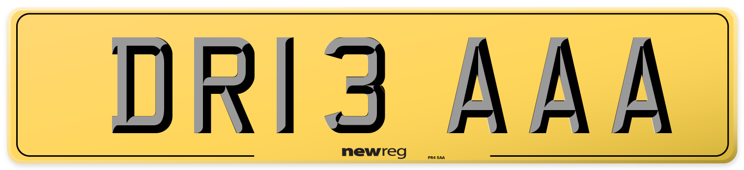 DR13 AAA Rear Number Plate