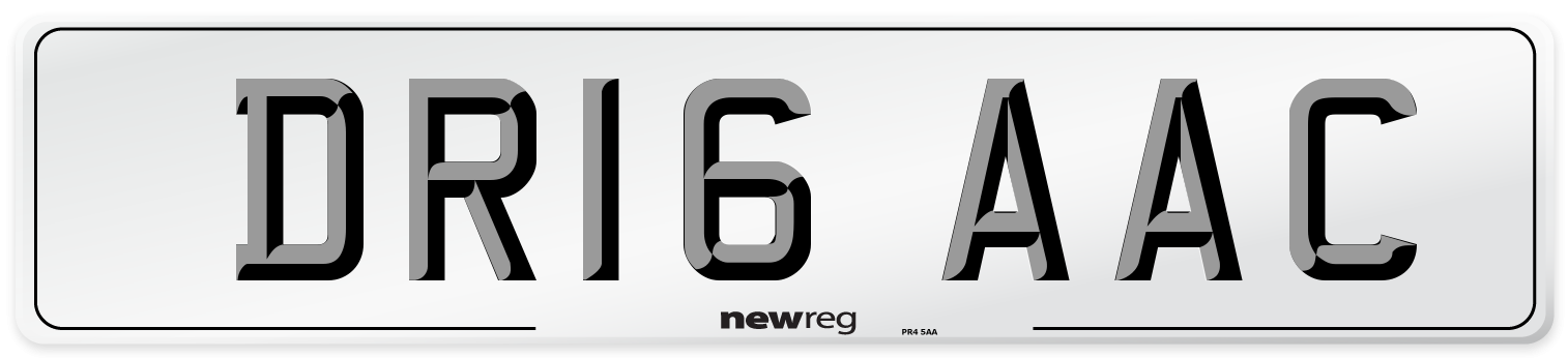 DR16 AAC Front Number Plate