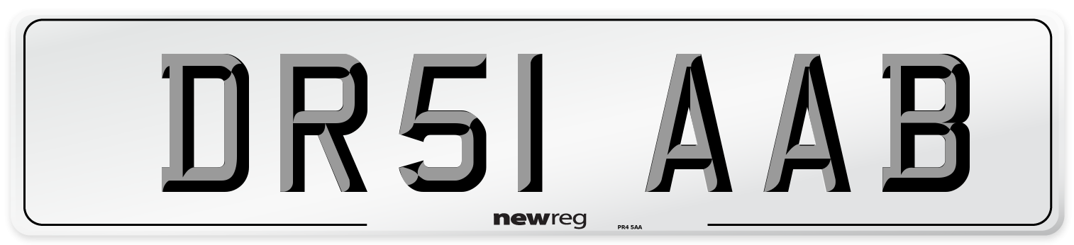 DR51 AAB Front Number Plate