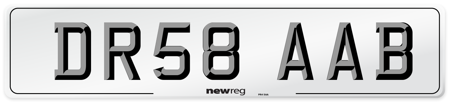 DR58 AAB Front Number Plate