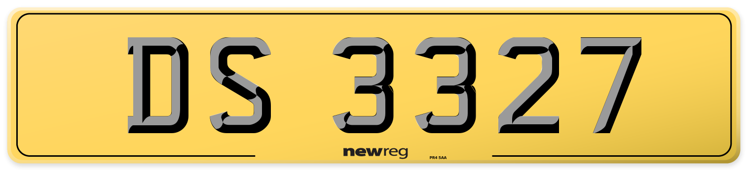 DS 3327 Rear Number Plate