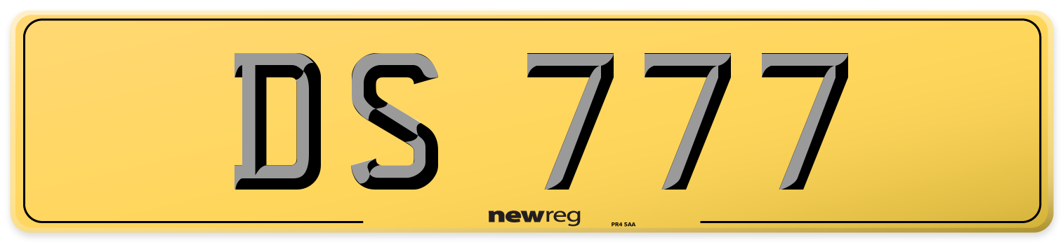 DS 777 Rear Number Plate