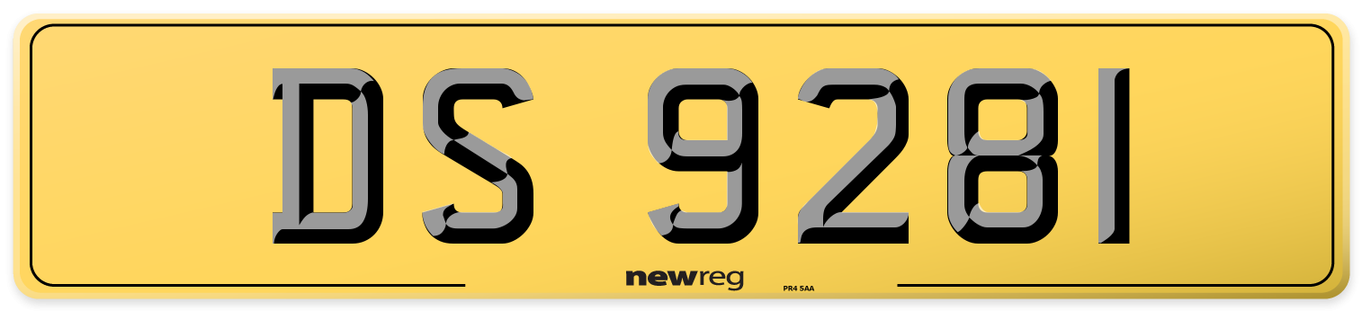 DS 9281 Rear Number Plate
