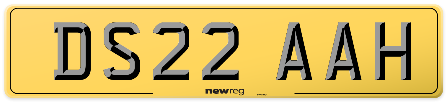 DS22 AAH Rear Number Plate