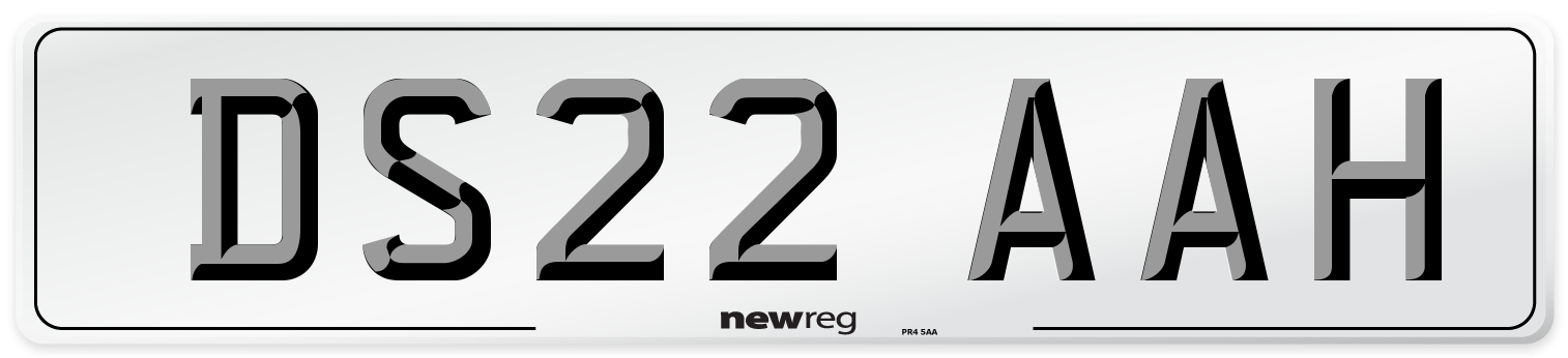 DS22 AAH Front Number Plate