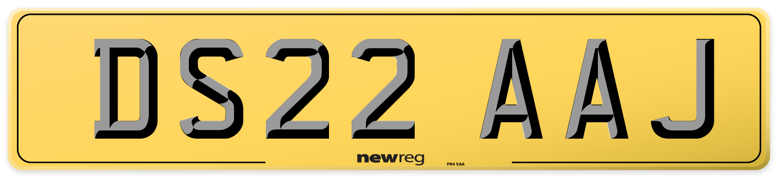 DS22 AAJ Rear Number Plate