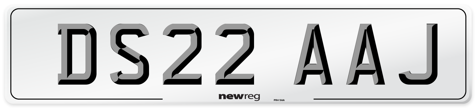 DS22 AAJ Front Number Plate