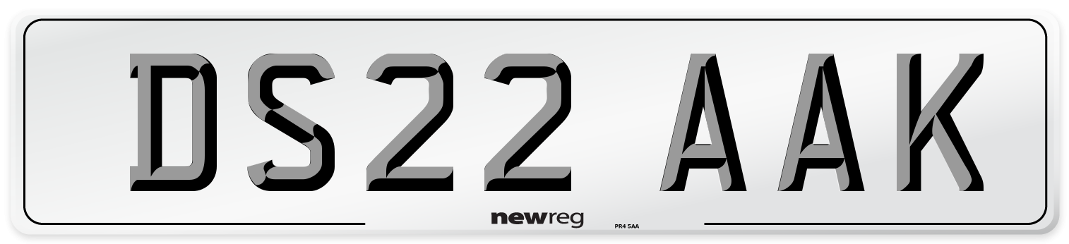 DS22 AAK Front Number Plate