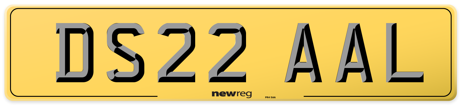 DS22 AAL Rear Number Plate