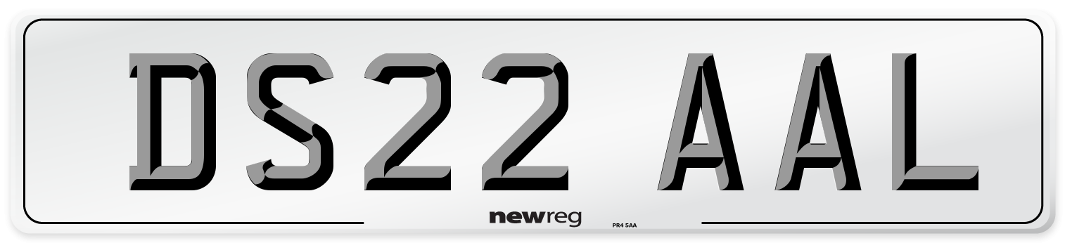 DS22 AAL Front Number Plate