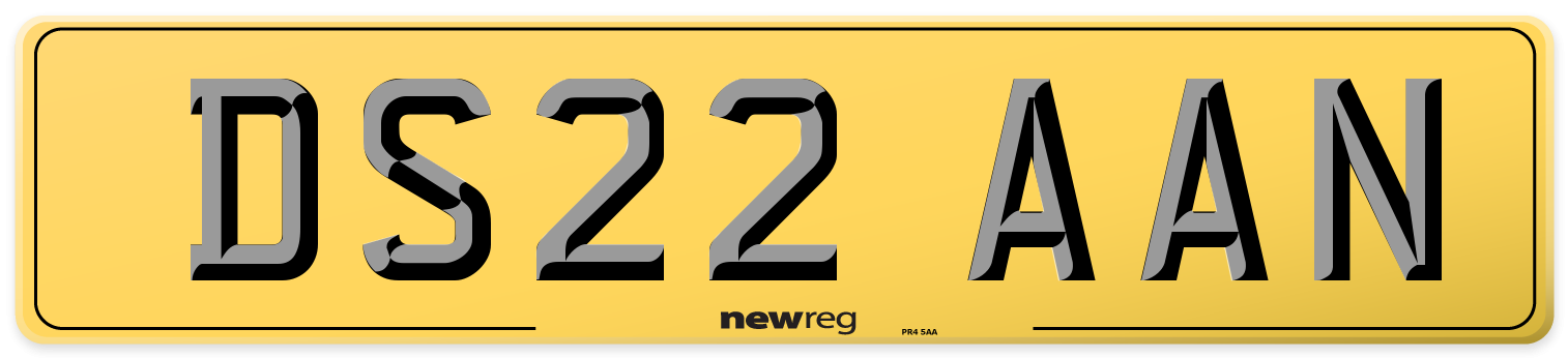 DS22 AAN Rear Number Plate