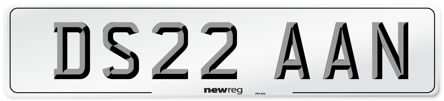 DS22 AAN Front Number Plate