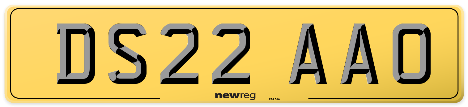 DS22 AAO Rear Number Plate