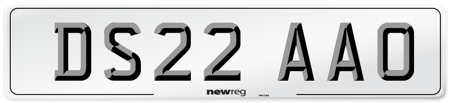 DS22 AAO Front Number Plate