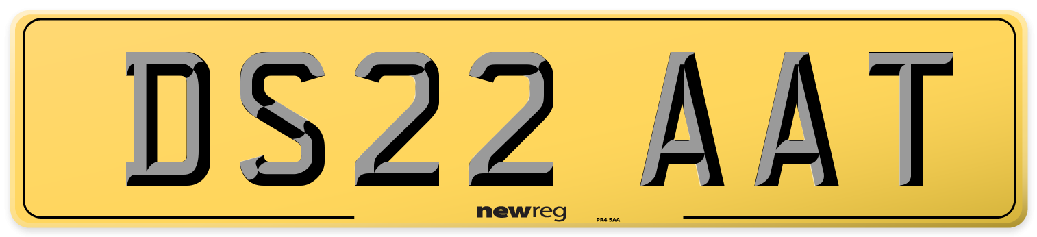 DS22 AAT Rear Number Plate