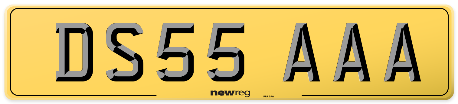 DS55 AAA Rear Number Plate