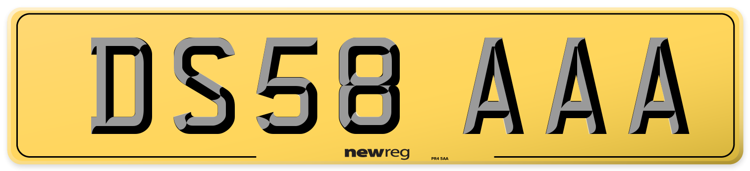 DS58 AAA Rear Number Plate