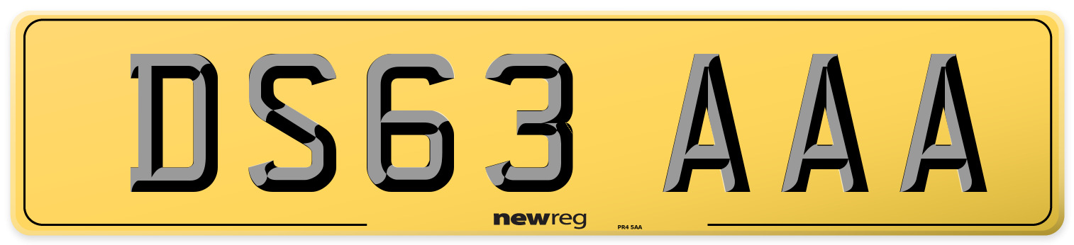 DS63 AAA Rear Number Plate