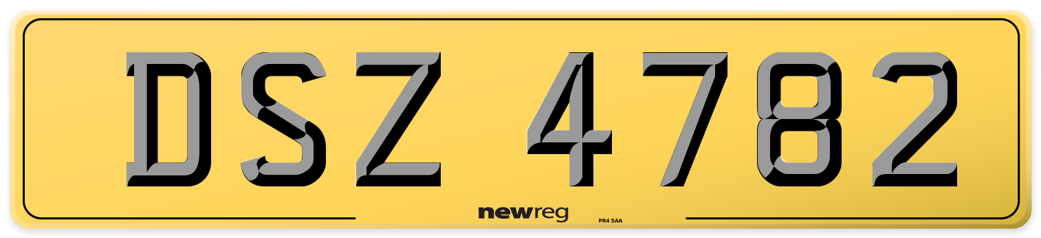 DSZ 4782 Rear Number Plate