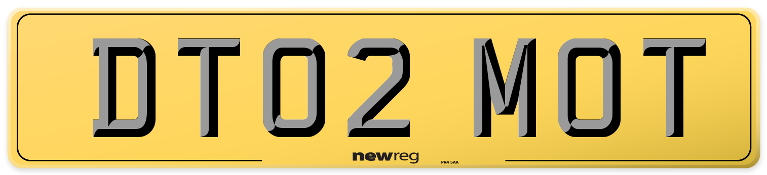 DT02 MOT Rear Number Plate