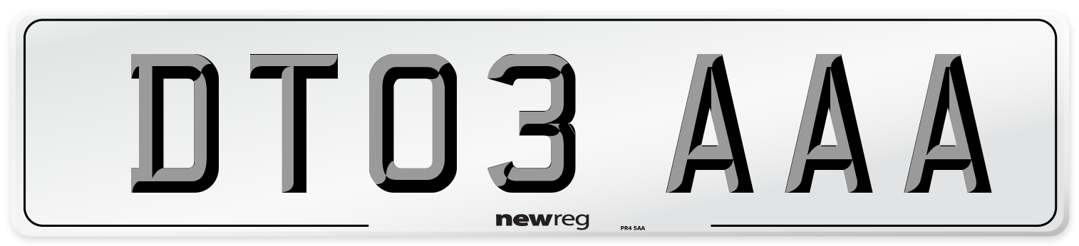 DT03 AAA Front Number Plate