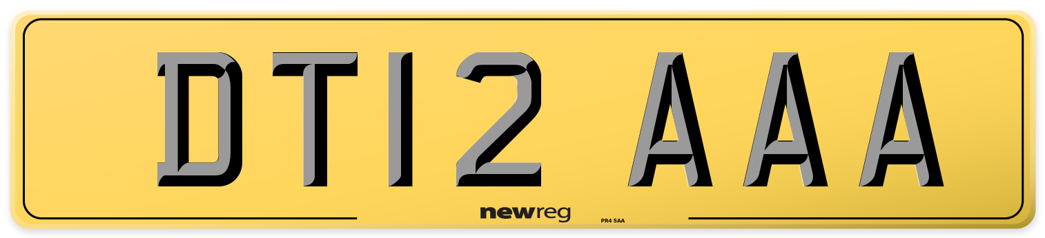 DT12 AAA Rear Number Plate