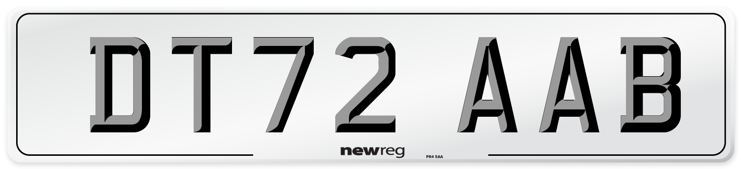 DT72 AAB Front Number Plate