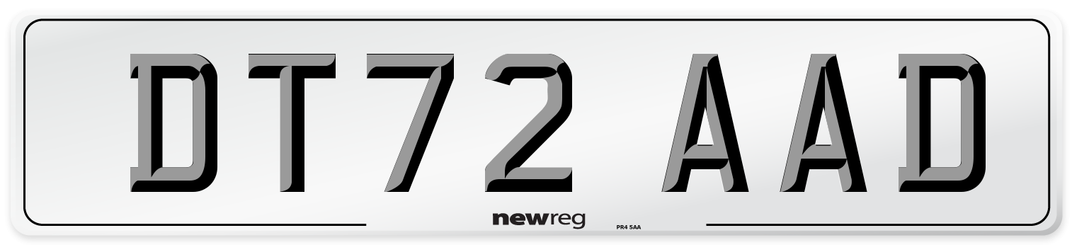 DT72 AAD Front Number Plate