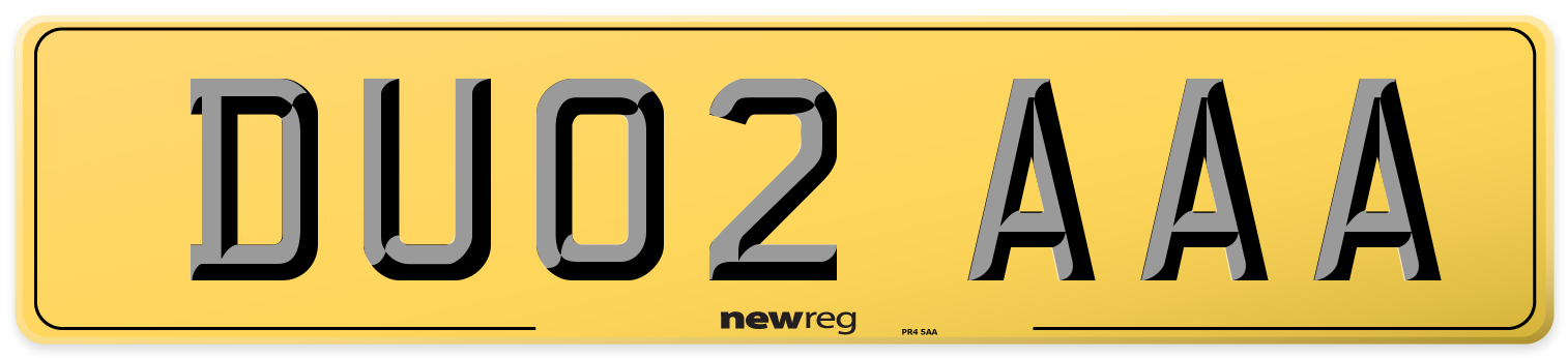 DU02 AAA Rear Number Plate