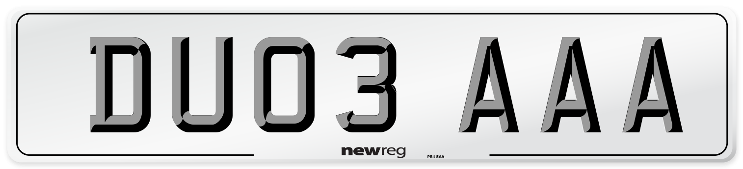 DU03 AAA Front Number Plate