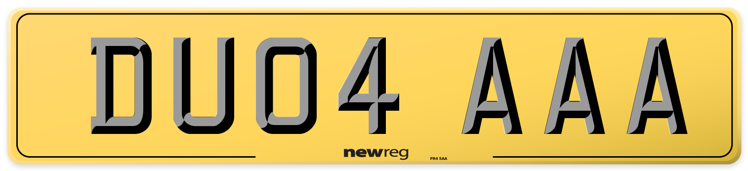 DU04 AAA Rear Number Plate