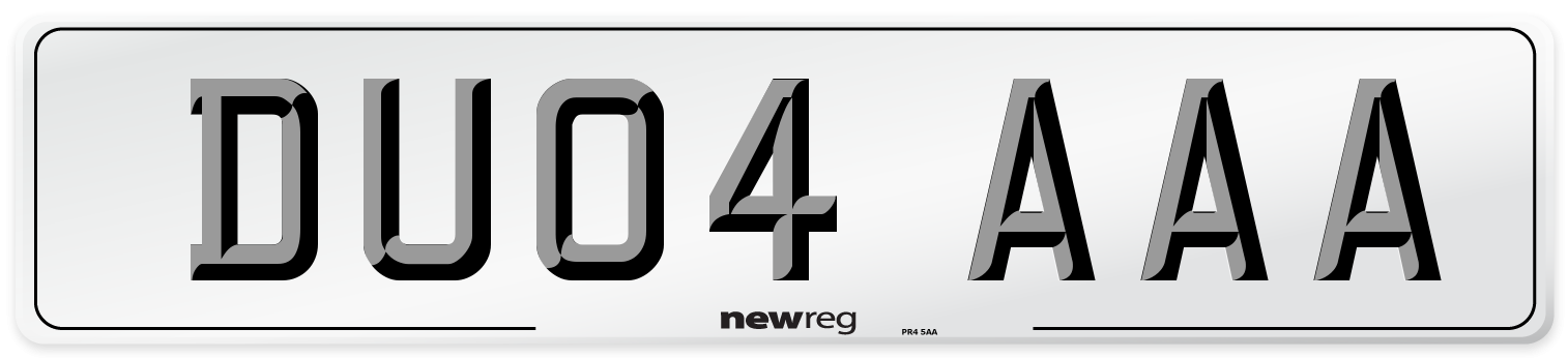 DU04 AAA Front Number Plate