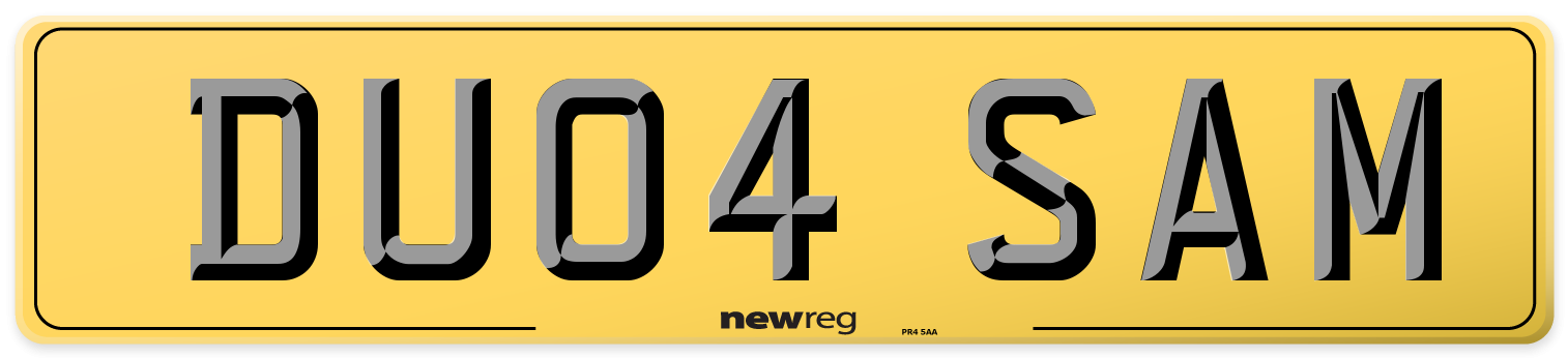 DU04 SAM Rear Number Plate