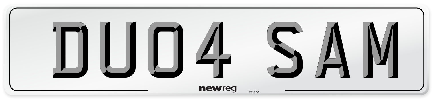 DU04 SAM Front Number Plate
