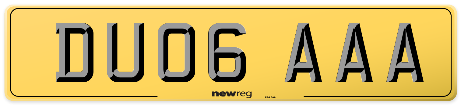 DU06 AAA Rear Number Plate