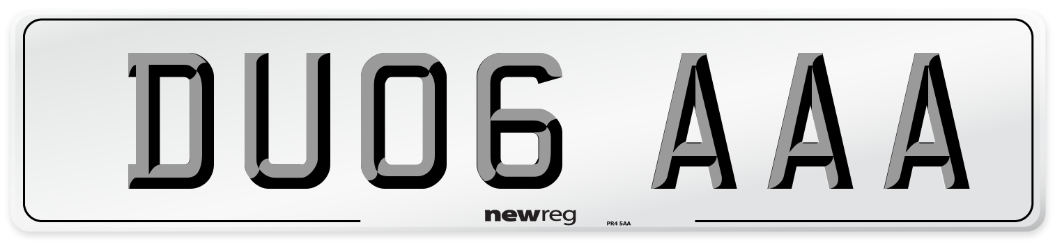 DU06 AAA Front Number Plate