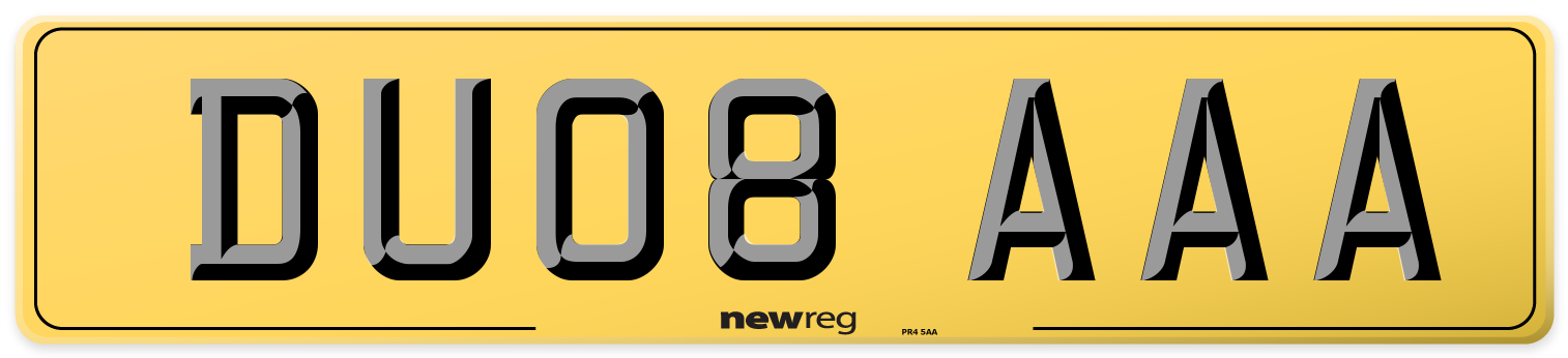 DU08 AAA Rear Number Plate