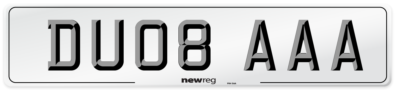 DU08 AAA Front Number Plate