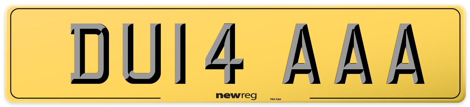 DU14 AAA Rear Number Plate