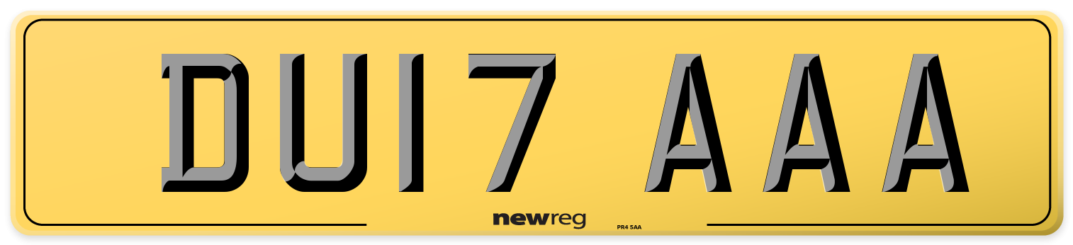 DU17 AAA Rear Number Plate