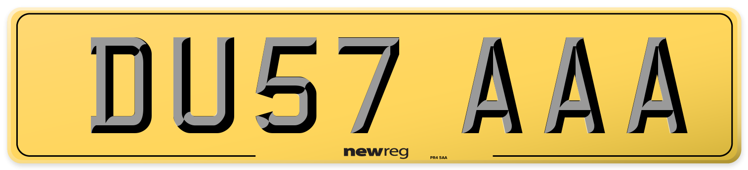 DU57 AAA Rear Number Plate