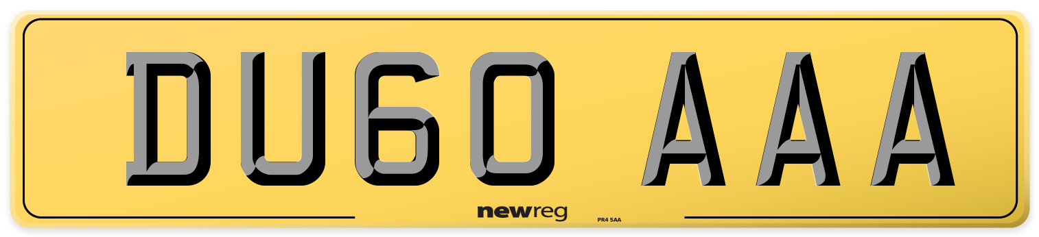 DU60 AAA Rear Number Plate