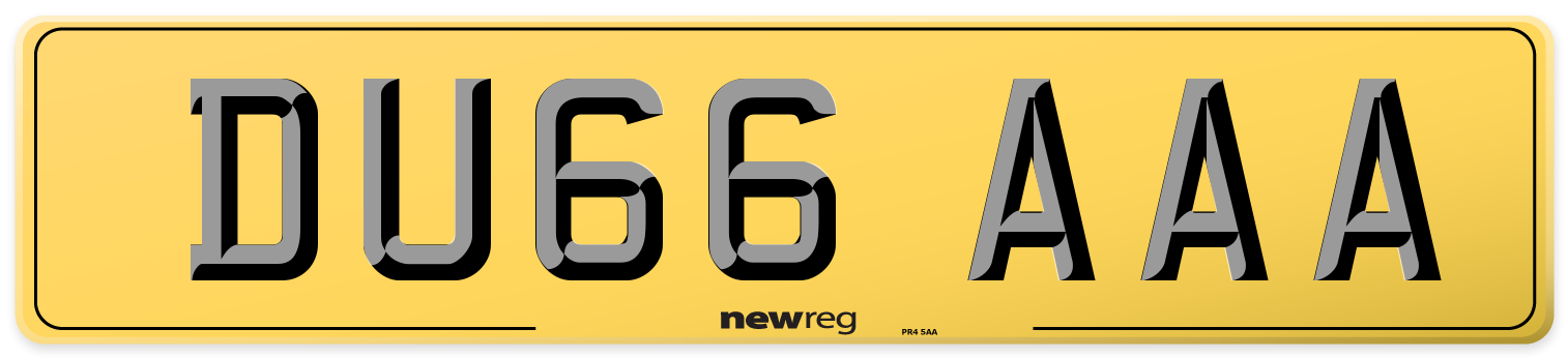 DU66 AAA Rear Number Plate