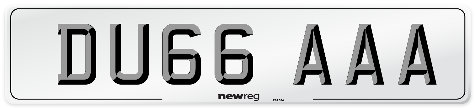 DU66 AAA Front Number Plate
