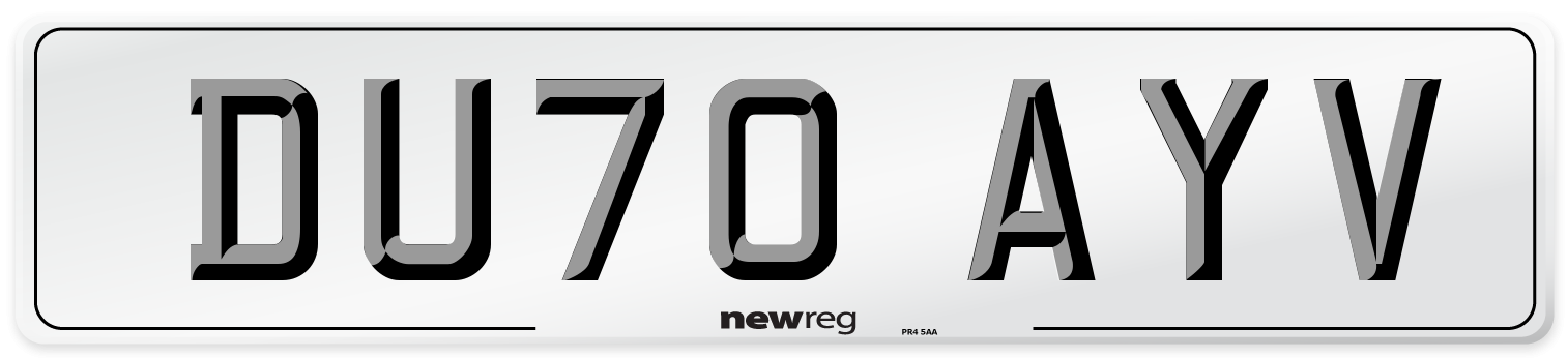 DU70 AYV Front Number Plate
