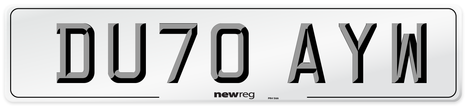 DU70 AYW Front Number Plate