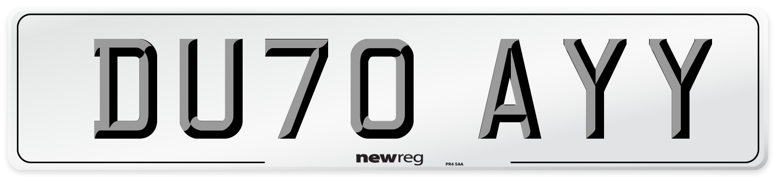 DU70 AYY Front Number Plate