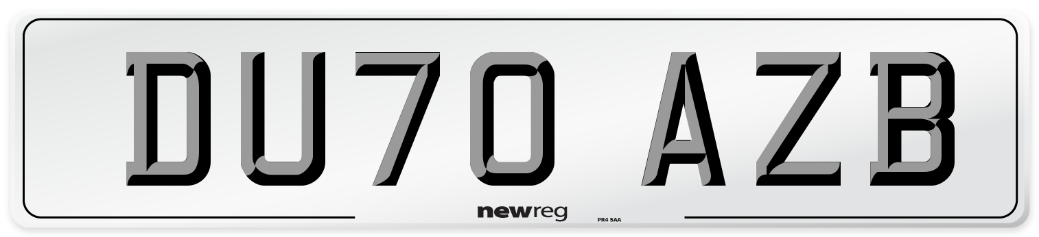 DU70 AZB Front Number Plate