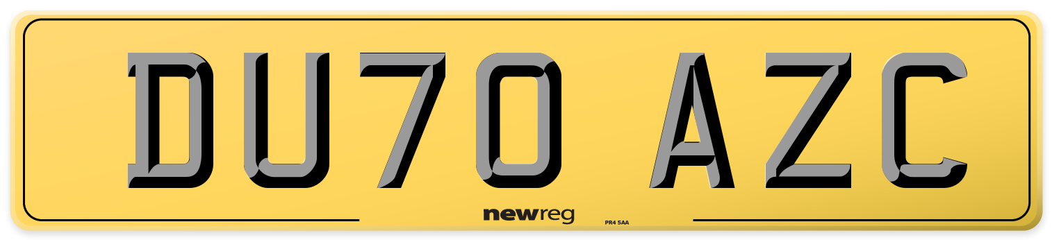 DU70 AZC Rear Number Plate