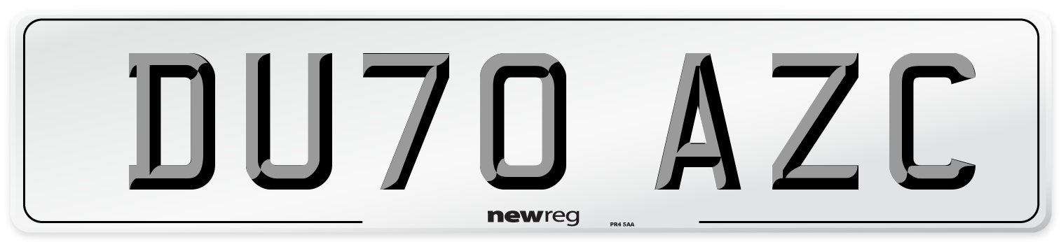 DU70 AZC Front Number Plate